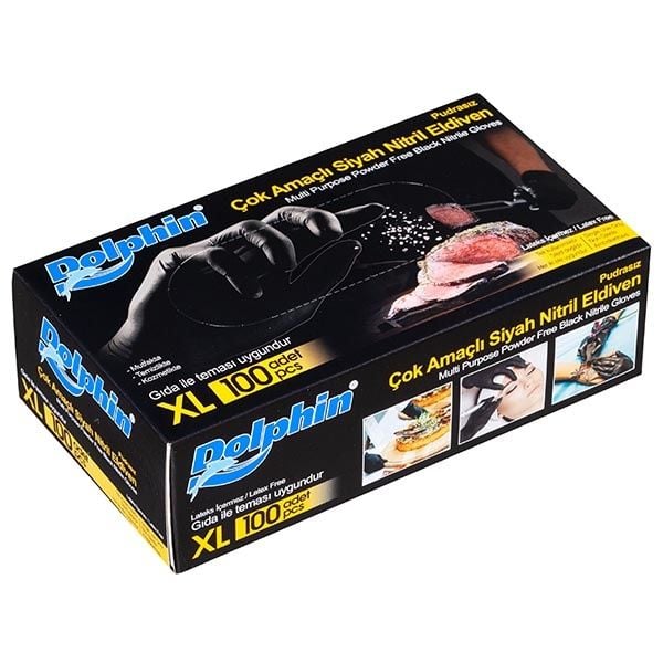 Dolphin Çok Amaçlı Siyah Nitril Eldiven (XL)