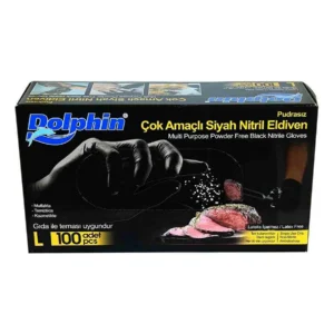 Dolphin Çok Amaçlı Siyah Nitril Eldiven (L)