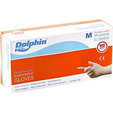 Dolphin Beyaz Lateks Eldiven Pudrasız (M)