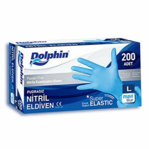Dolphin Mavi Nitril Eldiven Pudrasız (L)