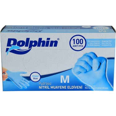 Dolphin Mavi Nitril Eldiven Pudrasız (M)