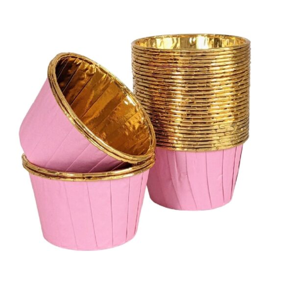 Dolphin Muffin Kek Kapsülü Pembe-Altın 25li